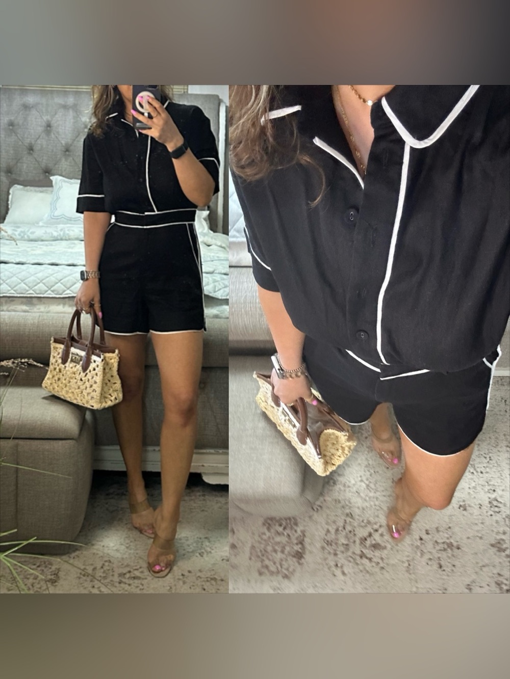 New❤️ Midnight Riviera Linen Blend Romper